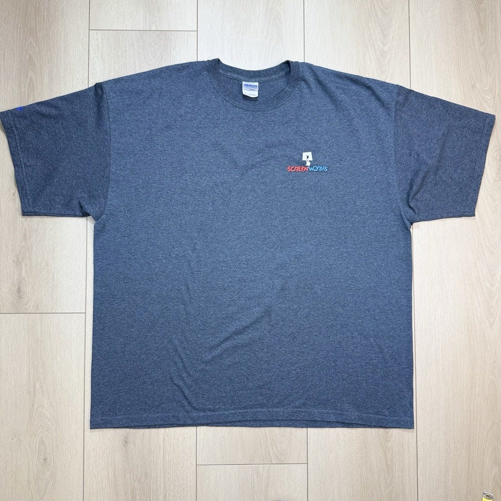 Gildan Ultra Cotton 2XL Screenworks Logo T Shirt Mens Blue Promo Casual Tee Top!